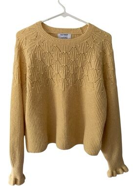 Old Navy Open‑Knit Textured Sweater – Light Yellow, Women’s Large, NWOT